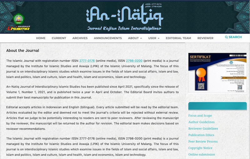 ojs jurnal an natiq